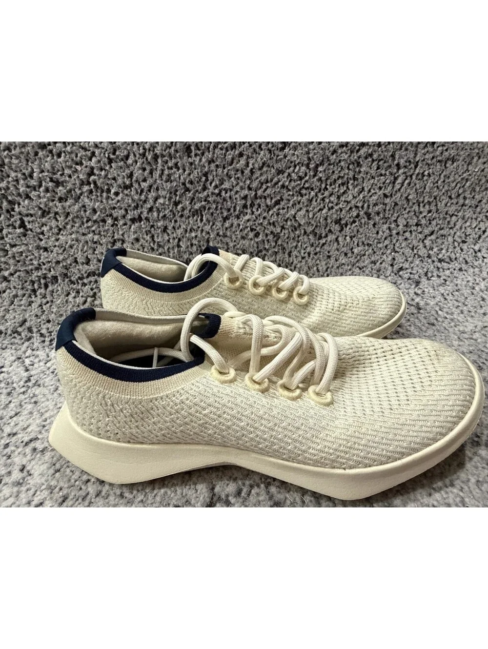 Allbirds Tree Dasher 2 Mens Size 9 White Navy Athletic Running Shoes Sneakers